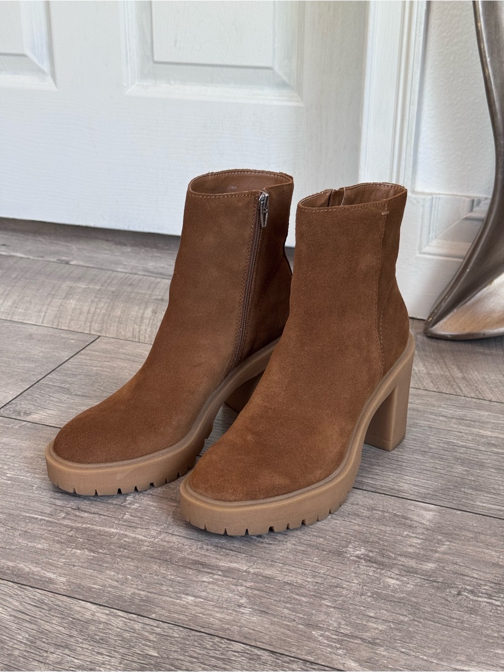 Dolce Vita Calea Camel Suede Platform Block Heel Boots